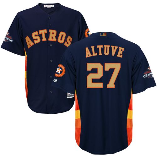 Houston Astros #27 Jose Altuve Navy Blue 2018 Gold Program Cool Base Stitched Youth Jersey Youth