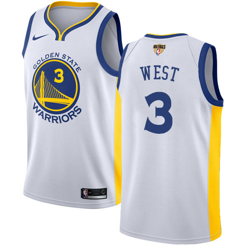 Golden State Warriors #3 David West White The Finals Patch Swingman Association Edition Jersey Mens