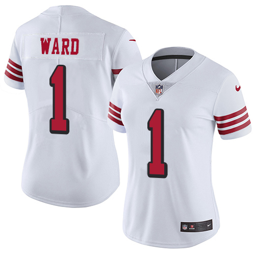 49ers #1 Jimmie Ward White Rush Women's Stitched Vapor Untouchable Limited Jersey