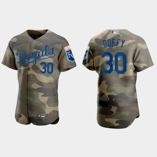 Kansas City Kansas City Royals #30 Danny Duffy Men's 2021 Armed Forces Day Authentic Jersey -Camo Men's