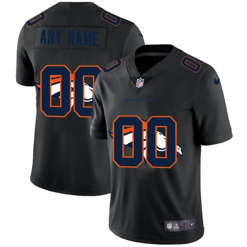 Denver Broncos Custom Men's Team Logo Dual Overlap Limited Jersey Black