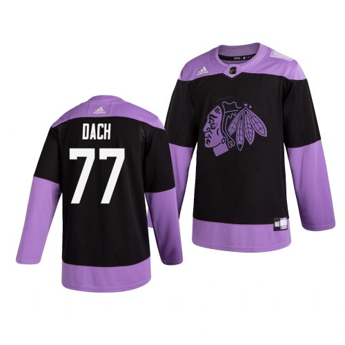 Chicago Chicago Blackhawks #77 Kirby Dach Adidas Men's Hockey Fights Cancer Practice Jersey Black Men's