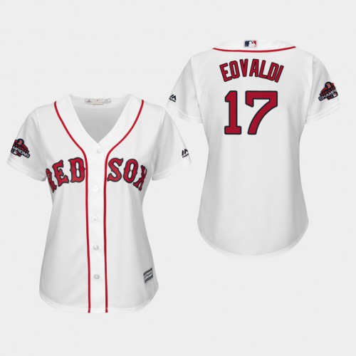Boston Red Sox #17 Nathan Eovaldi White Home 2018 World Series Champions Women's Stitched Jersey Womens