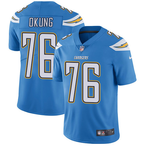 Los Angeles Chargers #76 Russell Okung Electric Blue Alternate Youth Stitched Vapor Untouchable Limited Jersey Youth