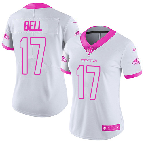 Baltimore Ravens #17 Le'Veon Bell White/Pink Women's Stitched Limited Rush Fashion Jersey Womens