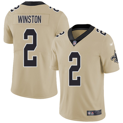 New Orleans Saints #2 Jameis Winston Gold Men's Stitched Limited Inverted Legend Jersey Men's