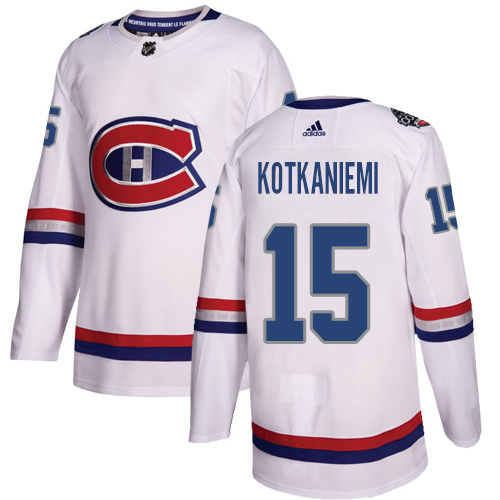 Adidas Montreal Canadiens #15 Jesperi Kotkaniemi White Authentic 2017 100 Classic Stitched Jersey Men's
