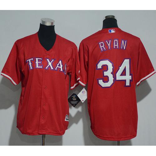 Texas Rangers #34 Nolan Ryan Red Cool Base Stitched Youth Jersey Youth