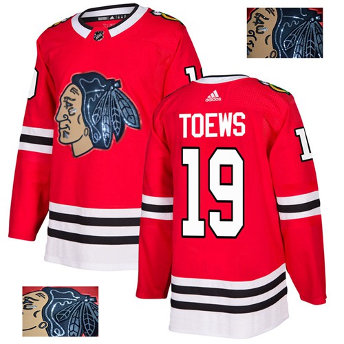 Adidas Chicago Blackhawks #19 Jonathan Toews Red Home Authentic Fashion Gold Stitched Jersey Men's