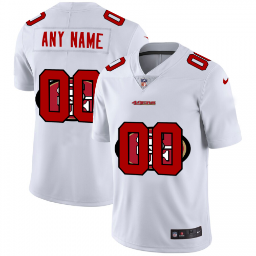 San Francisco 49ers Custom White Men's Team Logo Dual Overlap Limited Jersey
