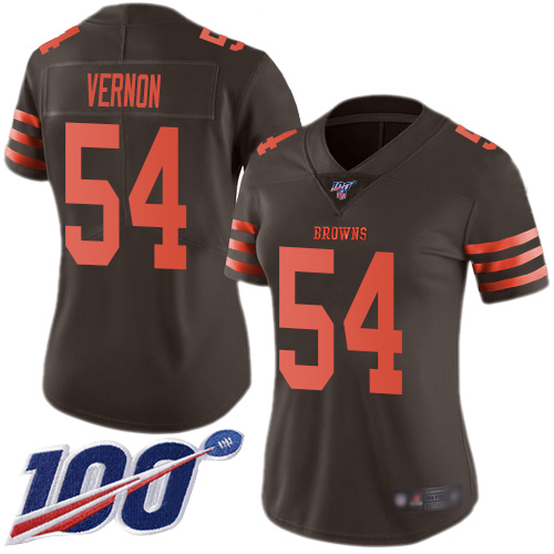 Cleveland Browns #54 Olivier Vernon Brown Women's Stitched Limited Rush 100th Season Jersey Womens
