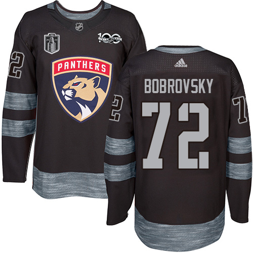 Adidas Lightning #72 Sergei Bobrovsky Black 2023 Stanley Cup Final Patch 100th Anniversary Stitched Youth Jersey