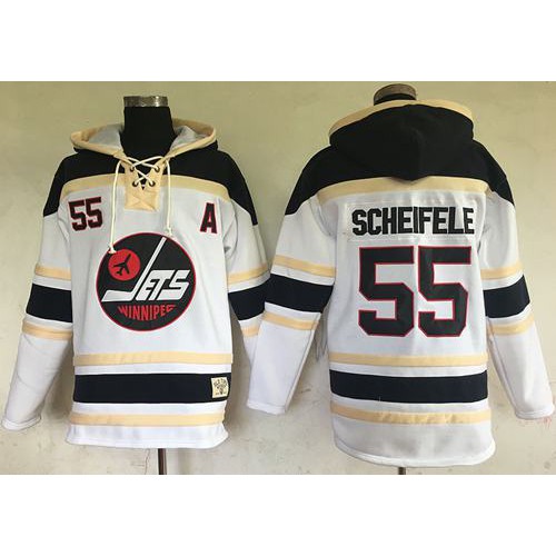 Winnipeg Jets #55 Mark Scheifele White Sawyer Hooded Sweatshirt Stitched Jersey Men's