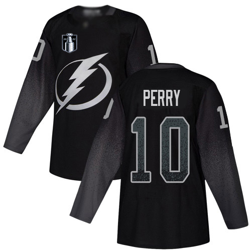 Adidas Tampa Bay Lightning #10 Corey Perry Black 2022 Stanley Cup Final Patch Alternate Authentic Stitched Jersey Men's