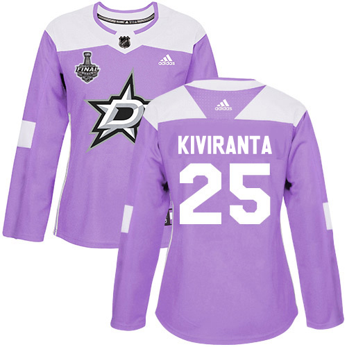 Adidas Dallas Stars #25 Joel Kiviranta Purple Authentic Fights Cancer Women's 2020 Stanley Cup Final Stitched Jersey Womens