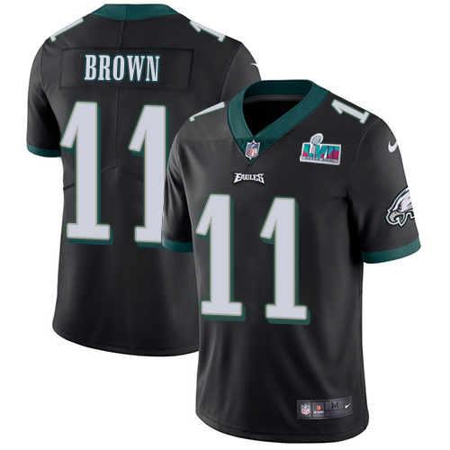 Eagles #11 A.J. Brown Black Alternate Super Bowl LVII Patch Men's Stitched Vapor Untouchable Limited Jersey