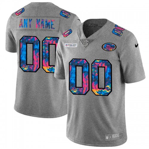 San Francisco 49ers Custom Men's Multi-Color 2020 Crucial Catch Vapor Untouchable Limited Jersey Greyheather