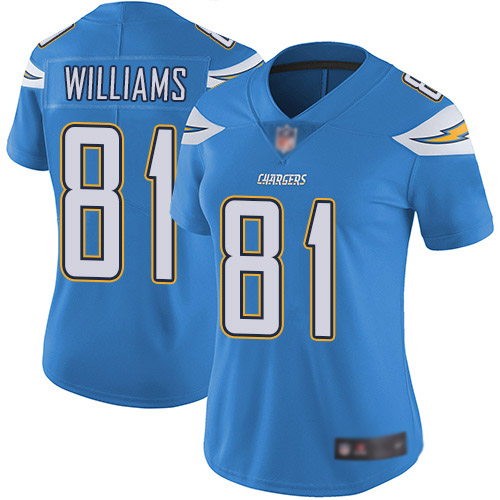 Los Angeles Chargers #81 Mike Williams Electric Blue Alternate Women's Stitched Vapor Untouchable Limited Jersey Womens
