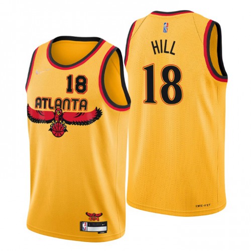 Atlanta Atlanta Hawks #18 Solomon Hill Mens Gold 2021/22 Swingman Jersey - City Edition Mens