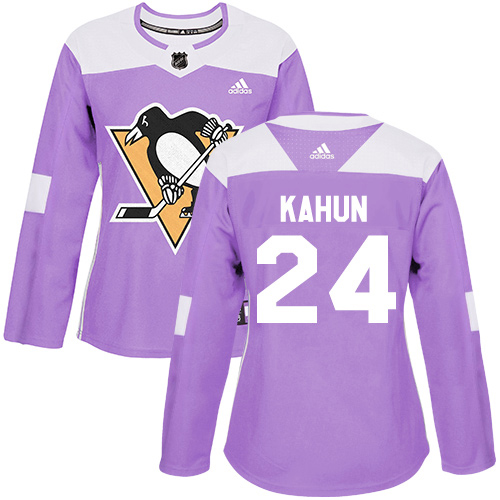Adidas Pittsburgh Penguins #24 Dominik Kahun Purple Authentic Fights Cancer Women's Stitched Jersey Womens