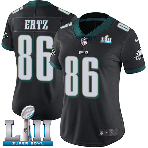 Philadelphia Eagles #86 Zach Ertz Black Alternate Super Bowl LII Women's Stitched Vapor Untouchable Limited Jersey Womens