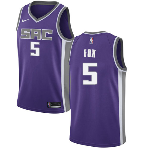 Sacramento Kings #5 DeAaron Fox Purple Womens Swingman Icon Edition Jersey Womens