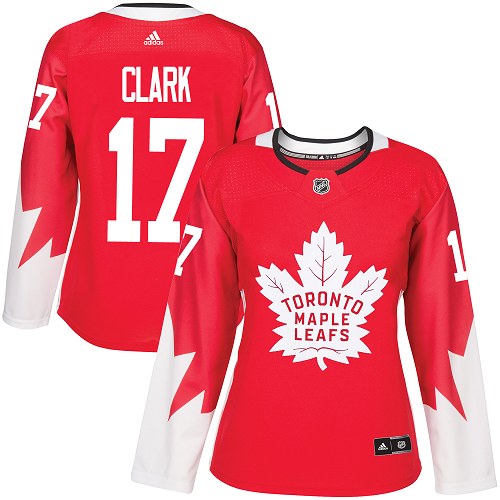 Adidas Maple Toronto Maple Leafs #17 Wendel Clark Red Team Canada Authentic Women's Stitched Jersey Womens