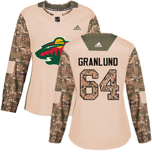 Adidas Minnesota Wild #64 Mikael Granlund Camo Authentic 2017 Veterans Day Women's Stitched Jersey Womens