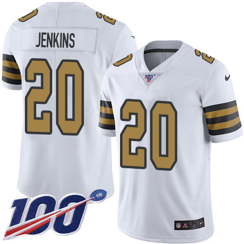 New Orleans Saints #20 Janoris Jenkins White Men's Stitched Limited Rush 100th Season Jersey Men's