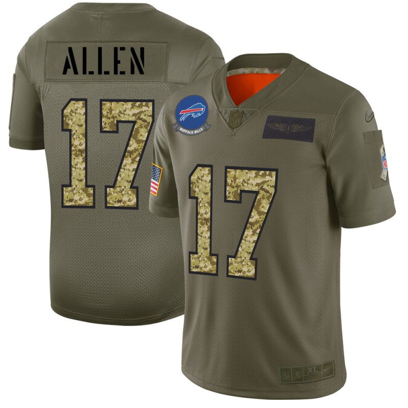 Buffalo Bills #17 Josh Allen Men's 2019 Olive Camo Salute To Service Limited Jersey