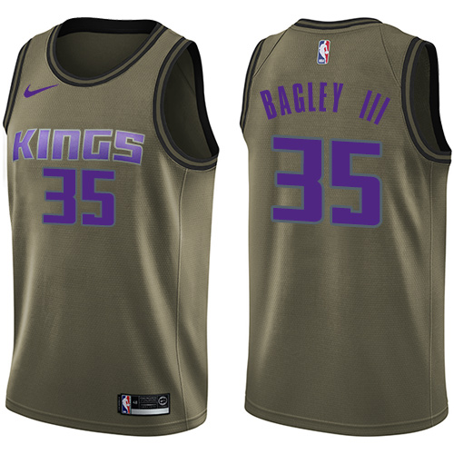 Sacramento Kings #35 Marvin Bagley III Green Swingman Salute to Service Jersey Mens
