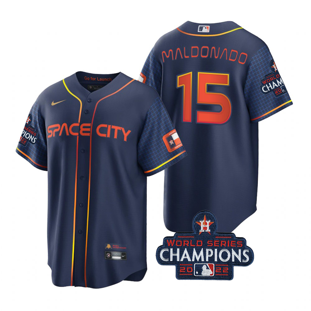 Houston Astros #15 Martin Maldonado Navy 2022 World Series Champions Men's Game City Connect Jersey