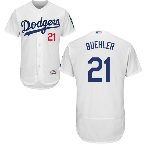 Los Angeles Dodgers #21 Walker Buehler White Flexbase Authentic Collection Stitched Jersey Men's