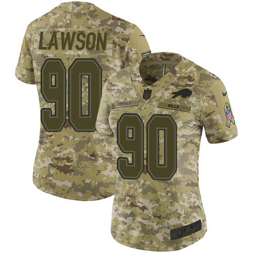 Buffalo Bills #90 Shaq Lawson Camo Women's Stitched Limited 2018 Salute to Service Jersey Womens