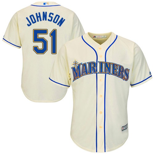 Seattle Mariners #51 Randy Johnson Cream Cool Base Stitched Youth Jersey Youth