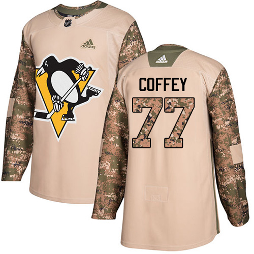 Adidas Pittsburgh Penguins #77 Paul Coffey Camo Authentic 2017 Veterans Day Stitched Jersey Men's