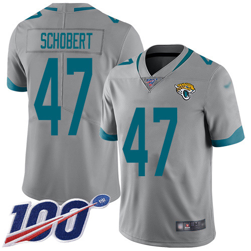 Jacksonville Jaguars #47 Joe Schobert Silver Men's Stitched Limited Inverted Legend 100th Season Jersey Men's