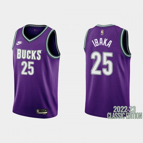 Milwaukee Milwaukee Bucks #25 Serge Ibaka Purple Mens 2022-23 Classic Edition Jersey Mens