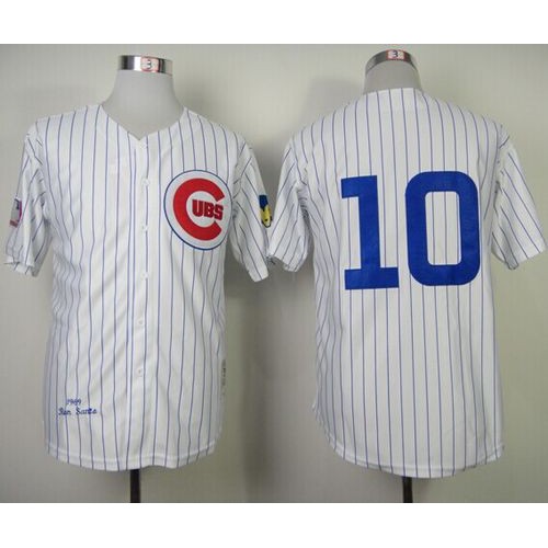 Mitchell and Ness 1969 Chicago Cubs #10 Ron Santo White Throwback Stitched Jersey Men's