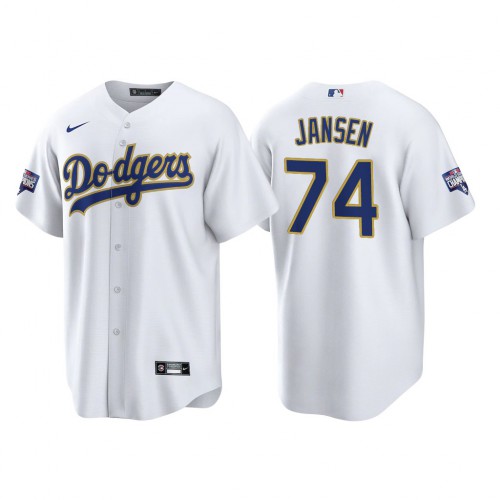 Los Angeles Los Angeles Dodgers #74 Kenley Jansen Men's 2021 Gold Program World Series Champions Jersey Whtie Men's