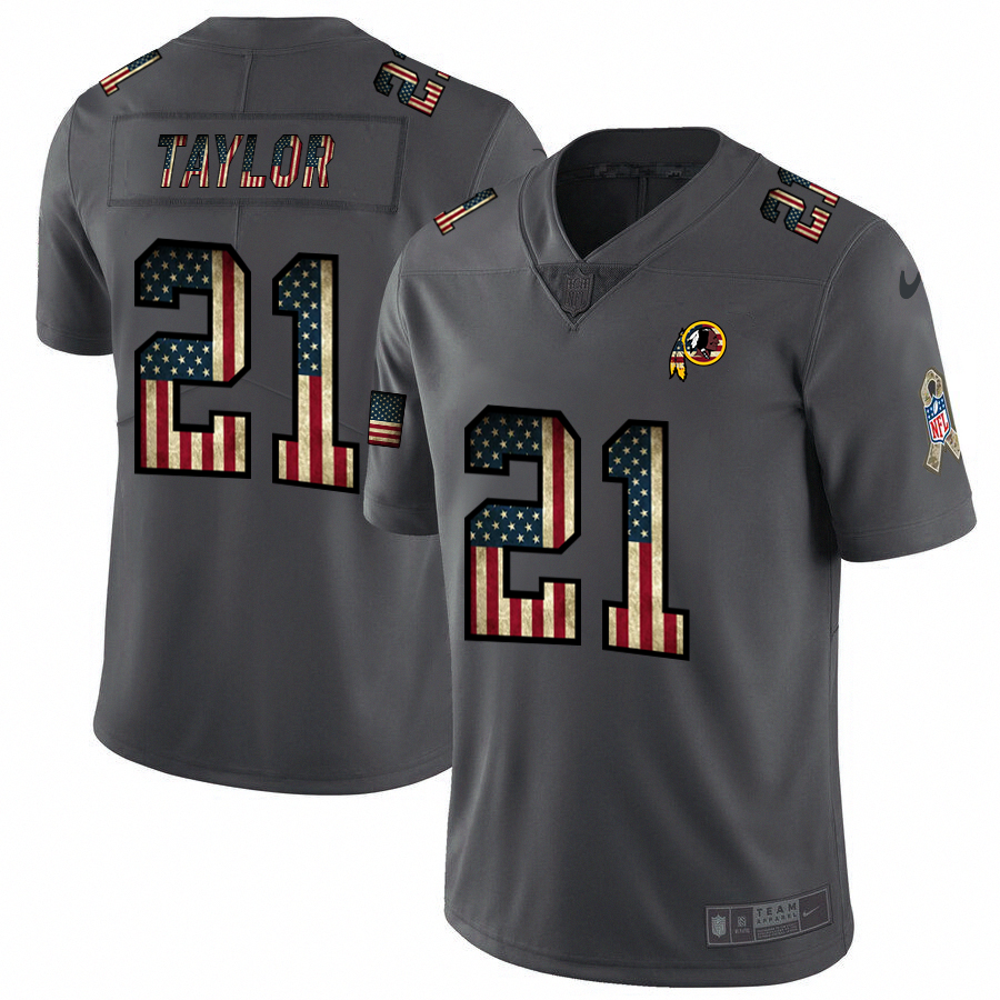 Commanders #21 Sean Taylor 2018 Salute To Service Retro USA Flag Limited Jersey