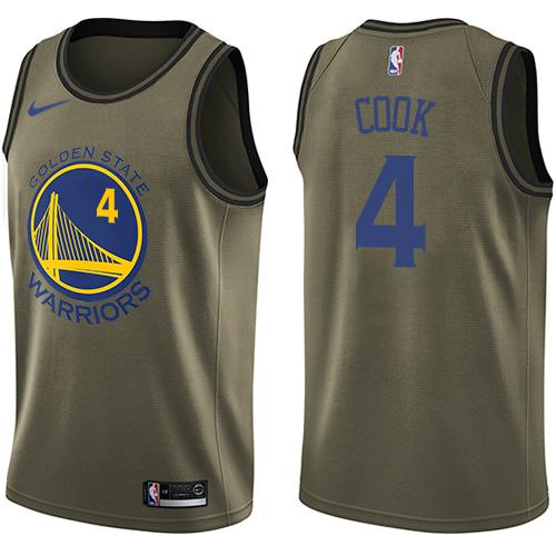 Golden State Warriors #4 Quinn Cook Green Swingman Salute to Service Jersey Mens