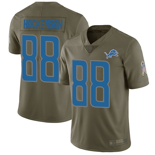 Detroit Lions #88 T.J. Hockenson Olive Youth Stitched Limited 2017 Salute to Service Jersey Youth