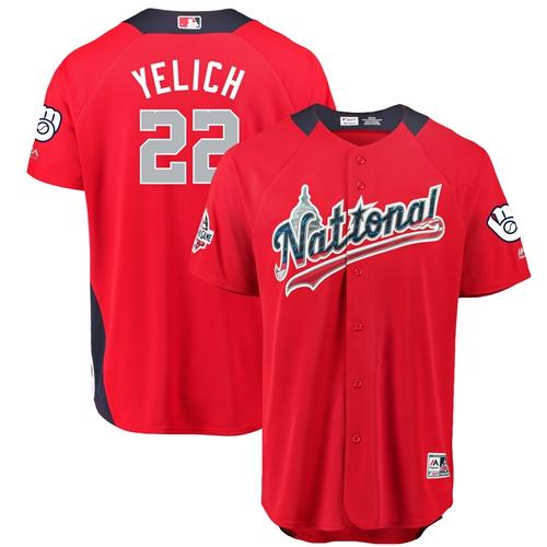 Milwaukee Brewers #22 Christian Yelich Red 2018 All-Star National League Stitched Jersey Men's