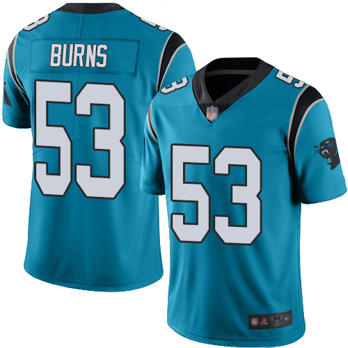 Panthers #53 Brian Burns Blue Youth Stitched Limited Rush Jersey