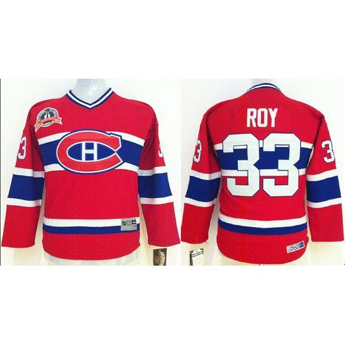 Montreal Canadiens #33 Patrick Roy Red CCM Throwback Stitched Youth Jersey Youth
