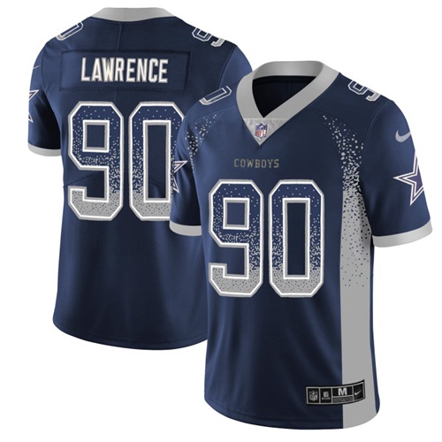 Cowboys #90 Demarcus Lawrence Navy Blue Team Color Men's Stitched Limited Rush Drift Fashion Jersey