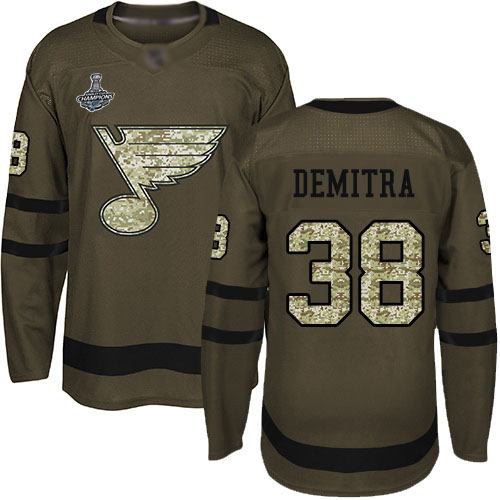 Adidas St. Louis Blues #38 Pavol Demitra Green Salute to Service Stanley Cup Champions Stitched Jersey Men's