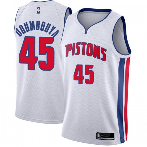Detroit Pistons #45 Sekou Doumbouya White Swingman Association Edition Jersey Mens