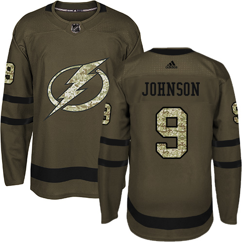 Adidas Tampa Bay Lightning #9 Tyler Johnson Green Salute to Service Stitched Jersey Men's